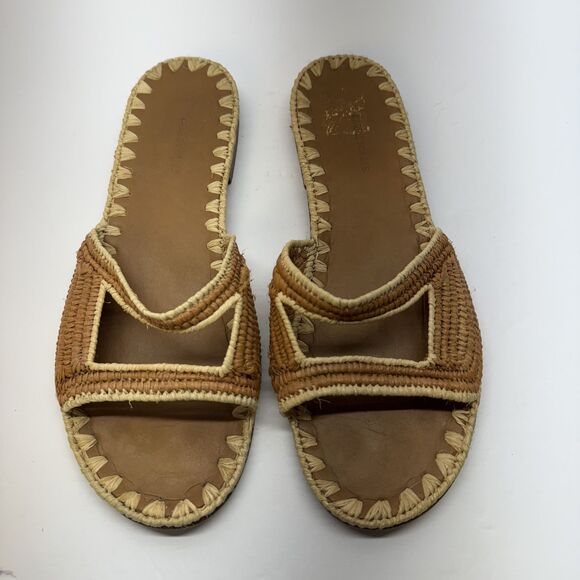 Carrie Forbes Vero Cuoio Raffia Women's‎ Flat Slide Sandals Sz 38 - Picture 2 of 7